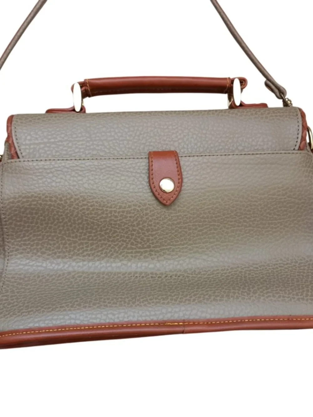Vintage Dooney & Bourke All Weather Leather Satchel Briefcase Bag Taupe & Tan US